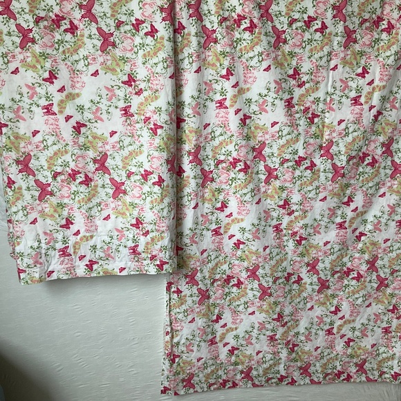 Elena Brunelli Curtain Panel Set (2) Rod Pocket Drapery Butterfly Pink Green - Picture 4 of 12